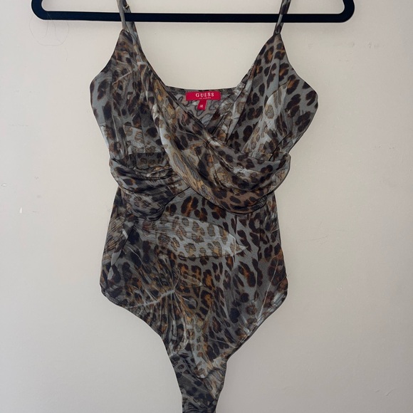Guess Animal Print Bodysuit in Brown and Tan - Picture 1 of 3